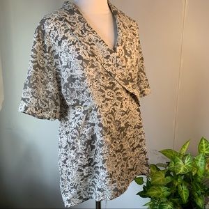 Vintage Christie & Jill Patterned Wrap Top Blouse Sz 10 (Mamo)